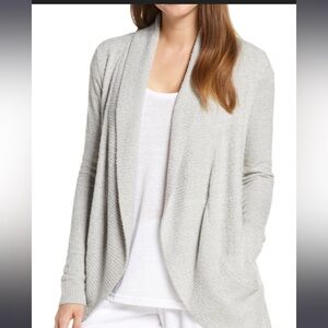 Barefoot Dreams Cozy Chic Circle Cardigan in Pewter/Pearl